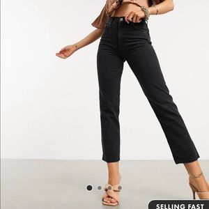 Asos black denim crop kick flare jeans